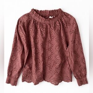 NWT Anthropologie Jennifer and Grace chocolate brown eyelet top